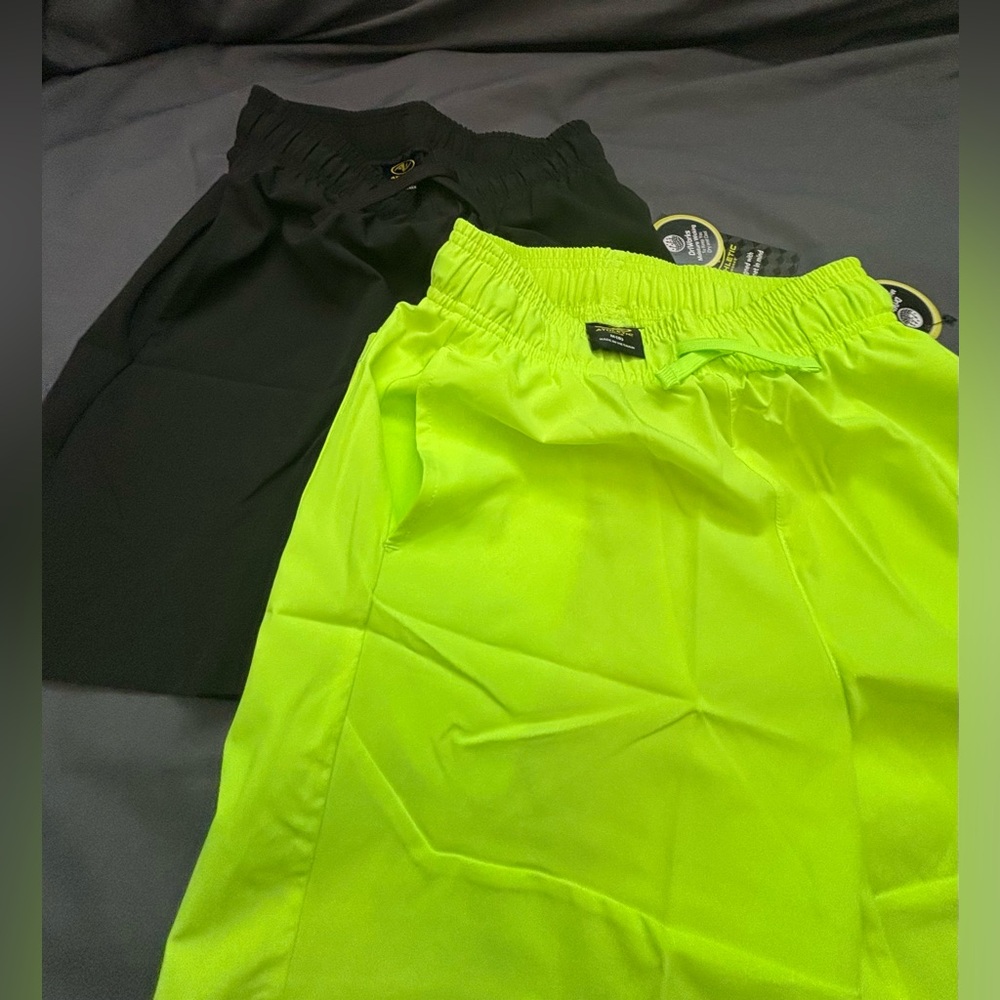Athletic Works Black and Yellow Logo Athletic Shorts